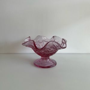 Fenton Dusty Rose Strawberry Pattern Bowl Dish
